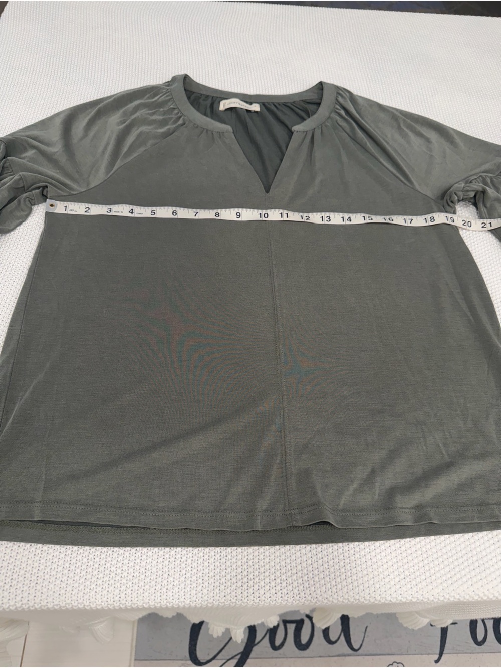 Lucky Brand Olive Gray Modal Peasant Blouse Long Sleeve Medium - Picture 8 of 10